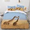 Giraffe Duvet Cover Set King/Queen Size,Tropical Safari Animal Comforter Cover,Funny Giraffe Print Bedding Set for Kids Teens