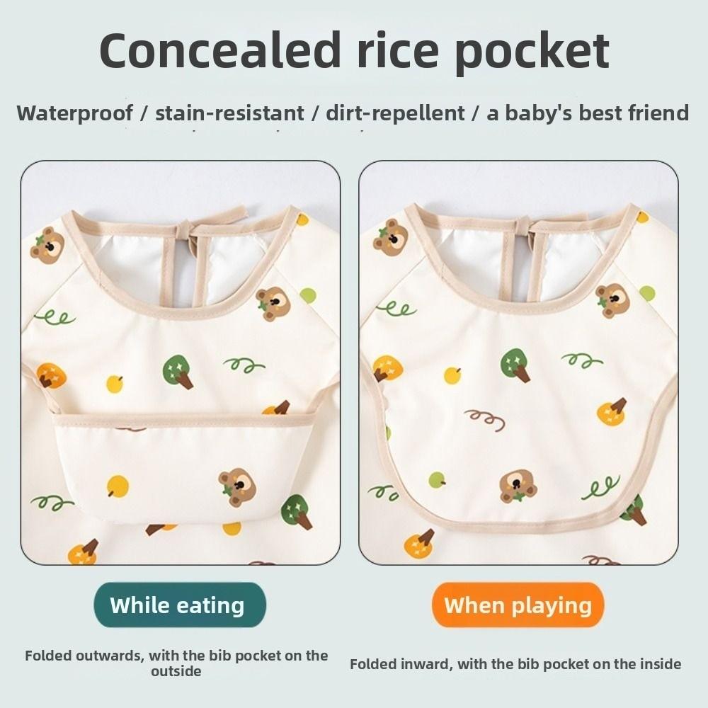 Rice Pocket Baby Long Sleeve Apron Feeding Blouse Toddler Bibs High Quality Children Feeding Bib