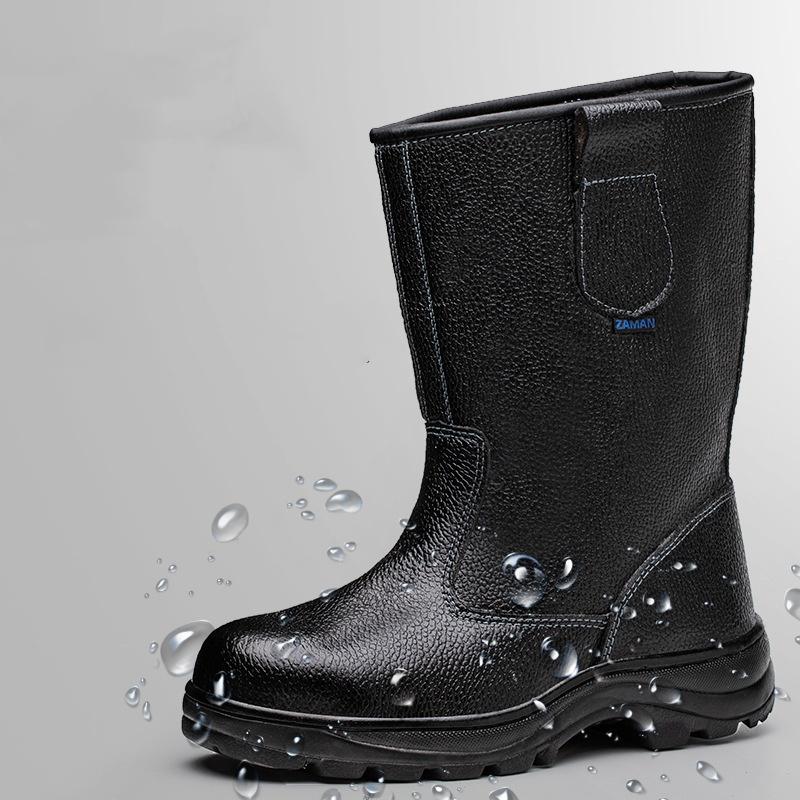 

mens fashion steel toe cap work safety boots soft leather tooling security shoes worker high botas safe footwear protection male 280 чёрный