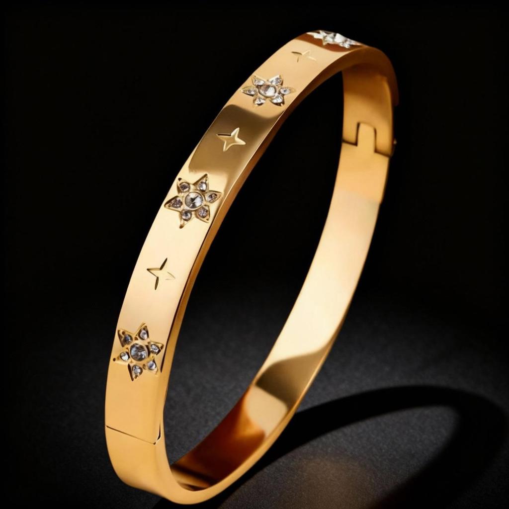 Women's Luxury Stainless Steel Bracelet: Electroplated Titanium, Full Diamond Set, European-American Style
