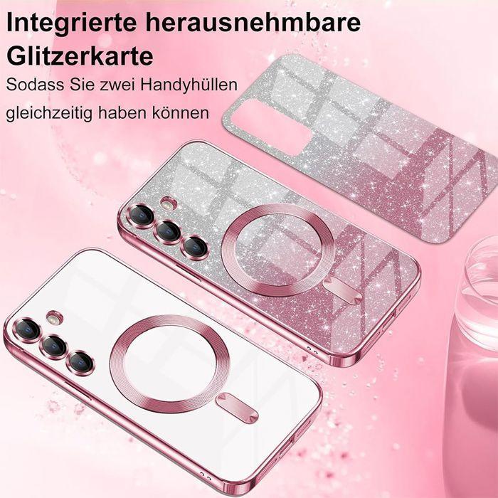 Hülle für Samsung Galaxy A57 5G, Glitzer-Silikon-Schutz mit Magnetkreis - Rosa