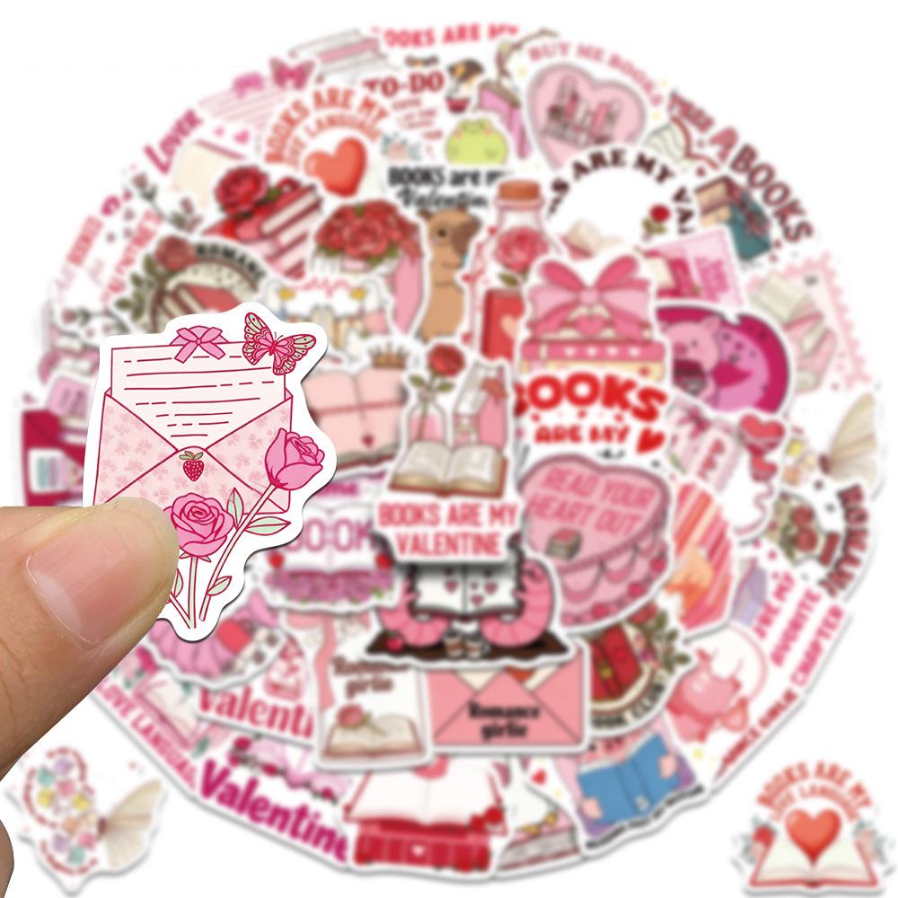 10/30/50pcs Kawaii Cartoon Valentines Day Bookish Stickers Decals DIY Notebook Laptop Phone Case Diary Bike Decoration Sticker