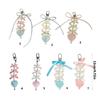 Elegant Bowknot and Heart Keychain with Pearls Stylish Bag Charm Accessories Handmade Car Key Ornament for Daily Use