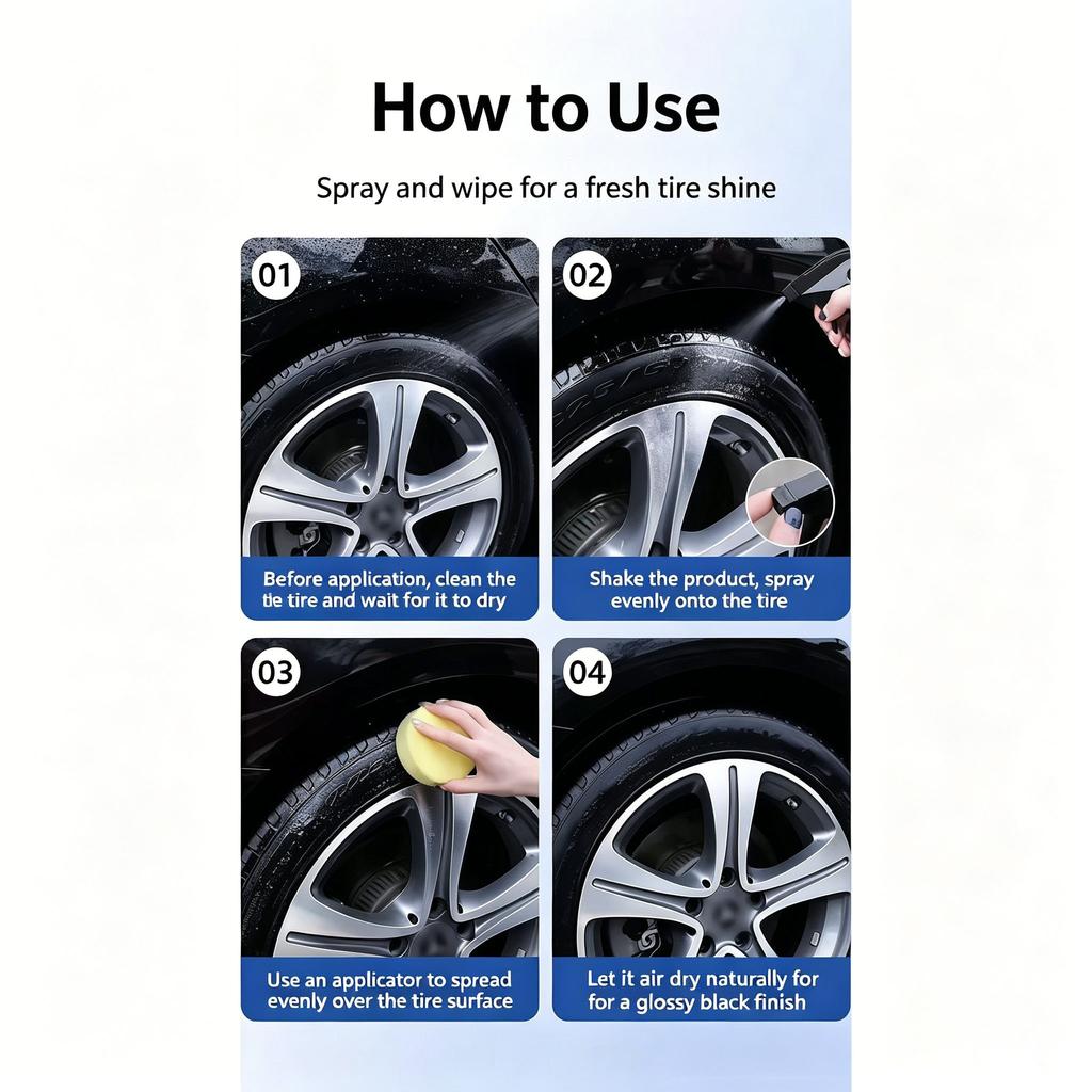 500ml Tire Shine & Protectant Spray Anti-Aging Rubber Conditioner Waterproof Dressing for Car Tires Plastic Trim UV Protection