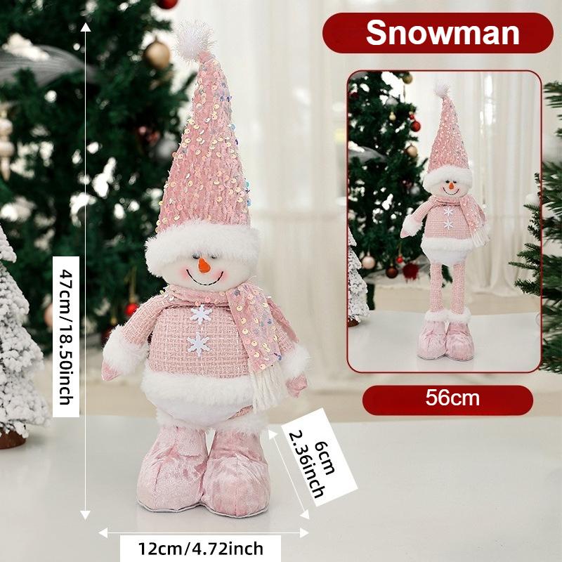 New Santa Claus Snowman Elk Pink Sequin Telescopic Doll Merry Christmas Decorations Window Props Matching Supplies Ornaments