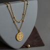18K Gold Plated Evil Eye Double Layer Necklace with Simple Design