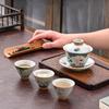 160ml Hand-painted Lotus Ceramic Tea Tureen Covered Bowl Handmade Porcelain Gaiwan Teacup Household Tea Bowl Chinese Teaware