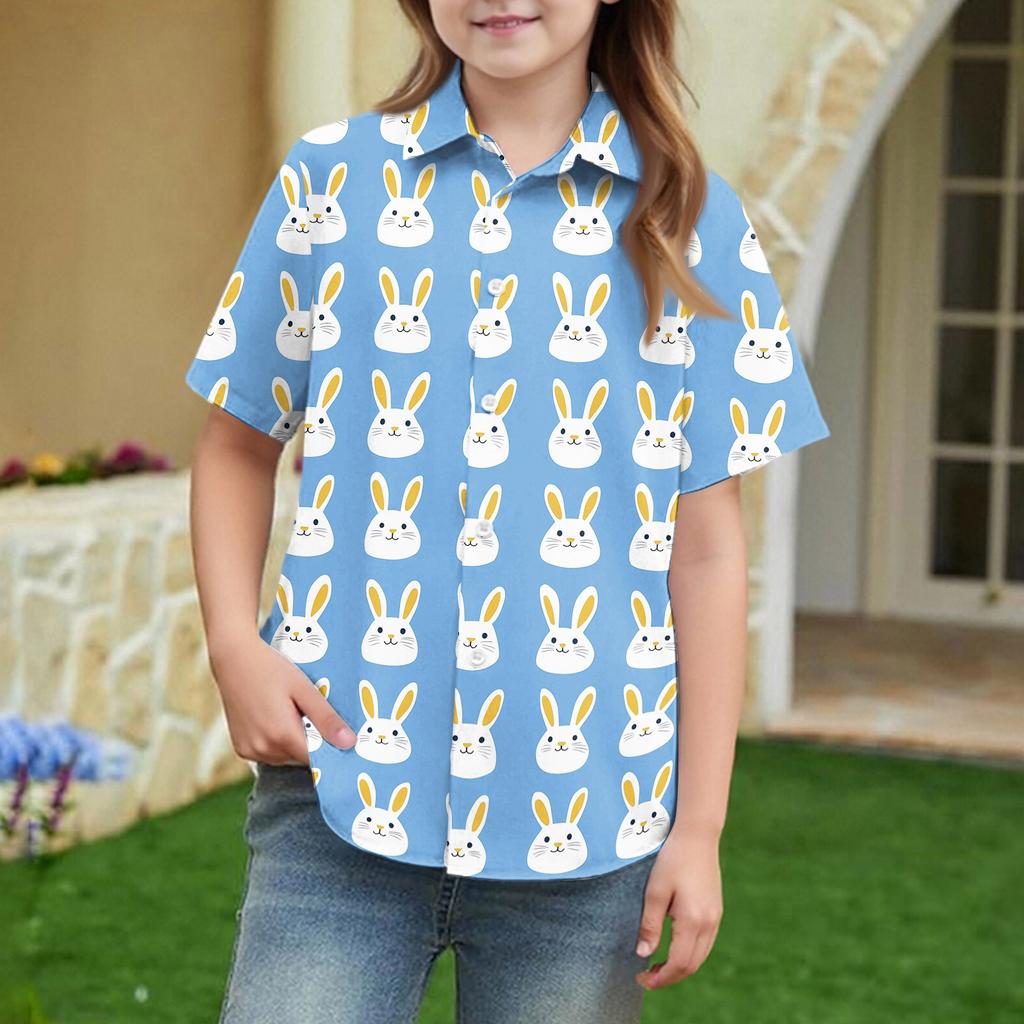 Summer Girls' Short Sleeve Blouse School Uniform Button-Up Shirt Kids Summer School Uniform Button Down Shirt