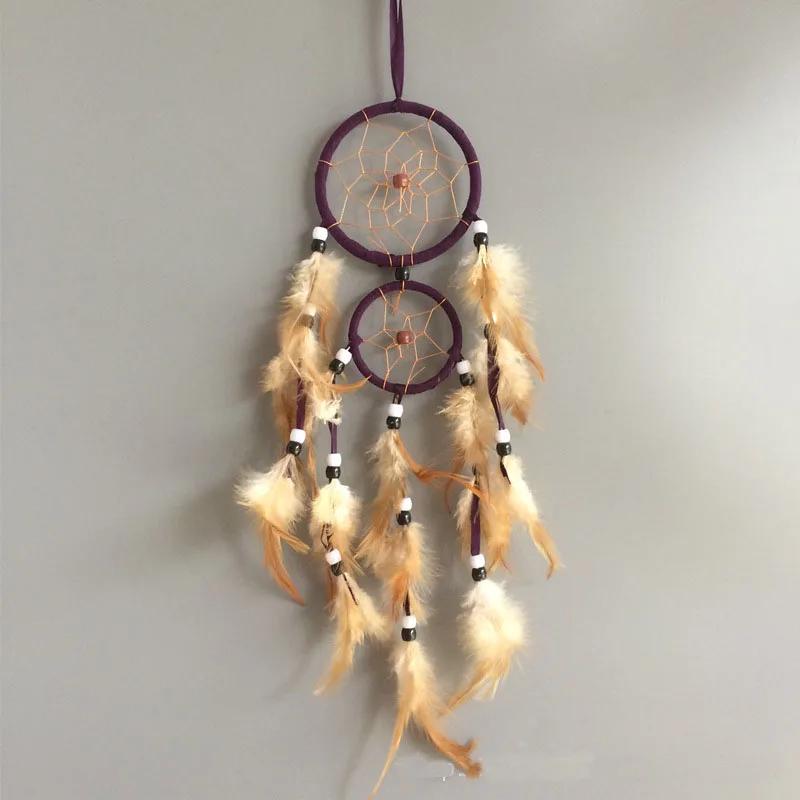 Vintage Home Decoration Retro Feather Dream Catcher Circular Feathers Wall Hanging Dreamcatchers Decor for Car