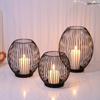 Metal Cage Candlestick Party Home Pillar Candle Holder Candles Stand for Valentine's Day Christmas Housewarming New Year Wedding
