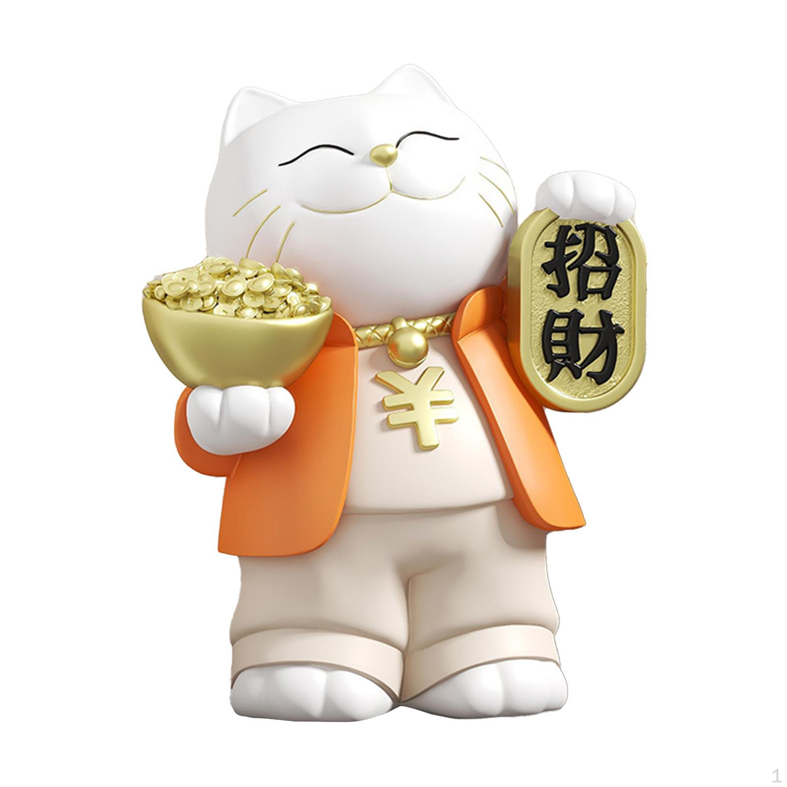 

Cat Statue, Resin Sculpture, Collectible Artwork, Figurine, Tabletop Ornament for Fireplace, оранжевый