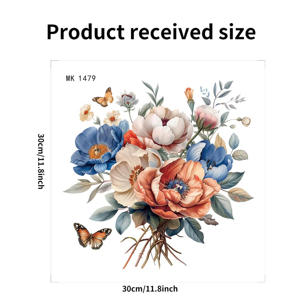 Fresh Style Floral & Butterfly Toilet Stickers, Waterproof Removable Self-Adhesive Bathroom Wall Decals