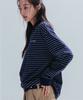 ANNEHEARTS Pin Stripe Collar Polo Tee_Navy