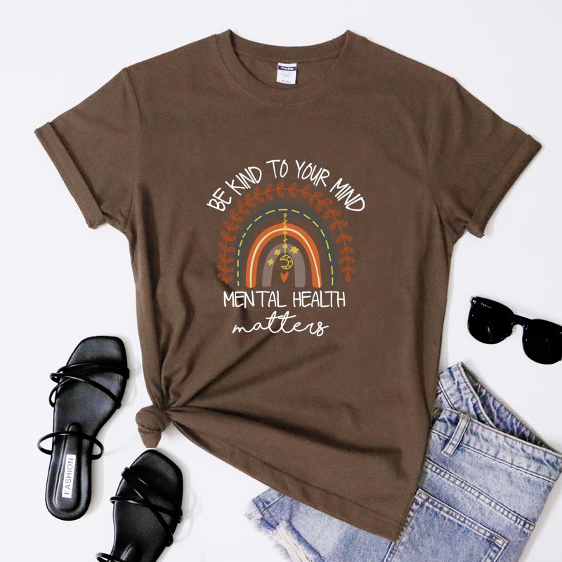 Be Kind To Your Mind Unisextal Health Matters Tshirt Vintage Unisex Boho Rainbow Self Love Tee Shirt Top
