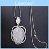 Elegant Korean Style Long Sweater Necklace With Rose Pendant And Platinum Finish