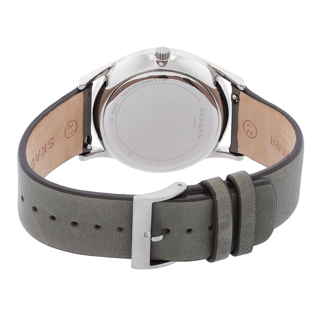 SKAGEN Holst Black Dial Men Olive Green Leather Watch Women's Quartz Watch Stainless Steel 30m 40mm date SKW6394