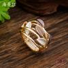 New Enamel Color Hollow Geometric Petal Elastic Ring Women's Simple High-end Flower Versatile Ring