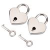 2 Sets Heart Shaped Padlock & Skeleton Key Metal Lock for Luggage Diary Book Jewelry Box