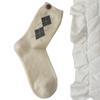 Diamond-shaped Wool Socks, Mid-calf Socks, Autumn and Winter Women's Casual Thickened Warm Women's Socks, Pile Socks