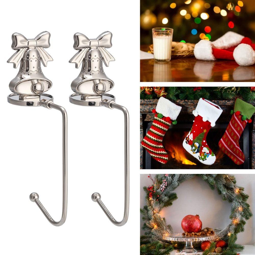Non-rust Christmas Fireplace Sock Hook Decorative Xmas Door Wreath Hook Hanging Pendant