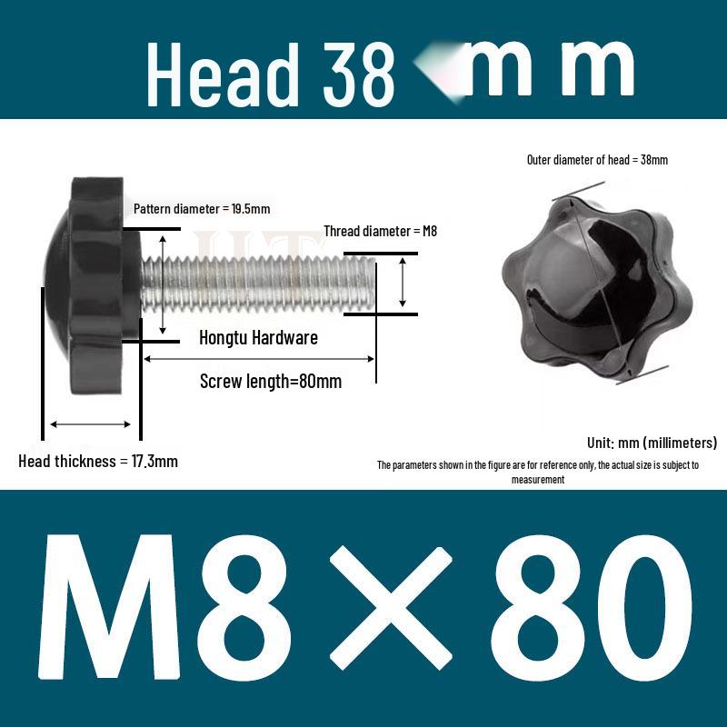 32-Head Rubber Six-Star Plum Blossom Handle Knob M5/M6/M8 Plastic Thumb Screw