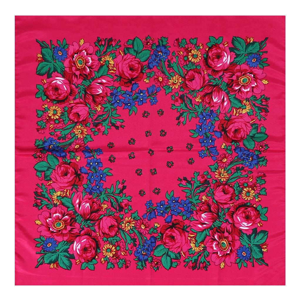 Luxury Hijab Hair Bands Square Cotton Scarf For Women Neckerchief Female Rose Pattern Shawl Headband Fashion Wraps Bandana