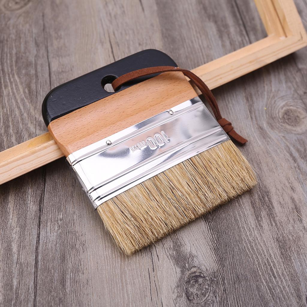 Natural Bristle Brush Wide Flat Chalk and Wax Paint Brush DIY Painting and Waxing Tool for Home Decor, Wood Projects