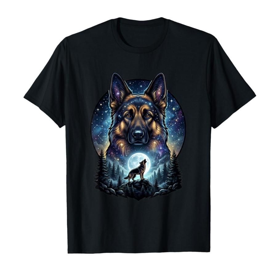 

Howling At The Moon German Shepherd, Dog Lover T-shirt For Men Women 100% Cotton T Shirts Short Sleeve Tops 0311-1 - Men s Su... S разноцветный