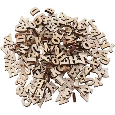 100 sztuk Litery Rękodzieło Małe Drewniane Litery Alfabetu Niedokończone Drewniane Litery Drewniane Elementy do Rękodzieła Edukacja Ortograficzna Drewniane Rękodzieła