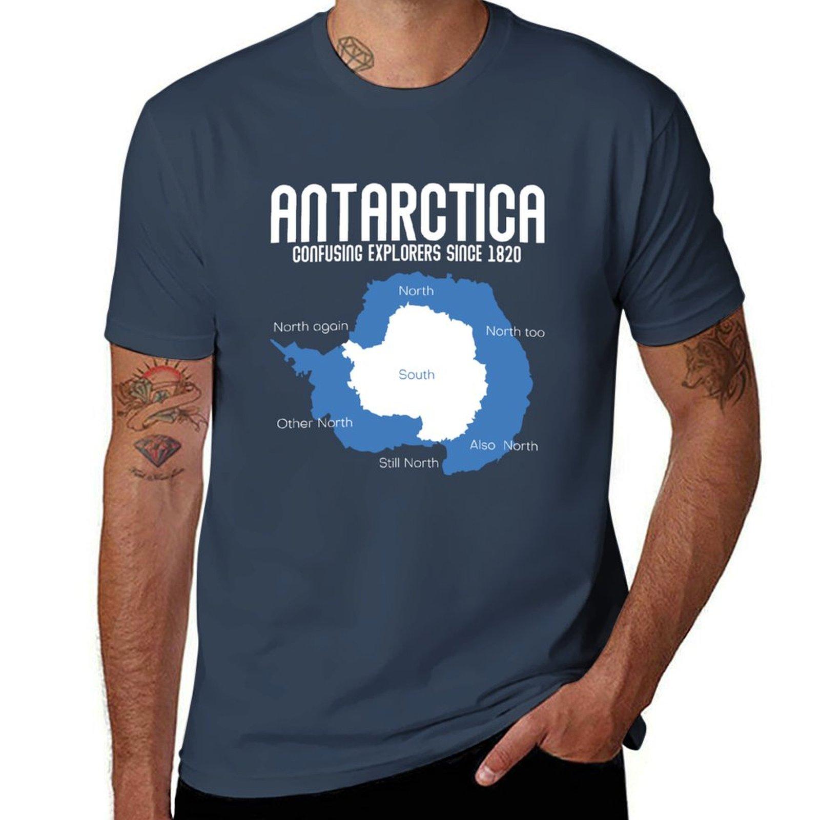 

Антарктида сбивает с толку исследователей с 1820 года Забавная футболка с экипировкой для Антарктиды мужские футболки для мужчин повседневные хлопковые футболки в упаковке футболка S