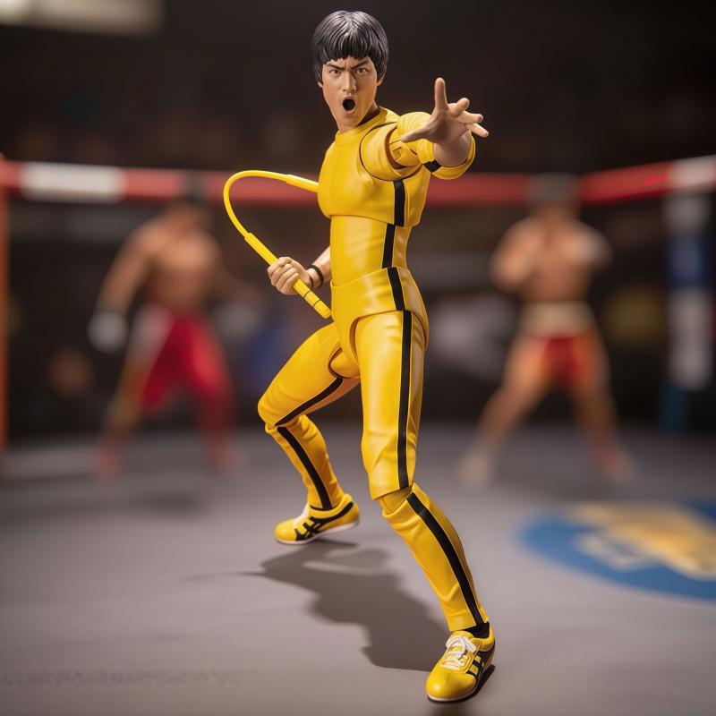 14cm Yellow Jumpsuit Kung Fu Bruce Lee Action Figure Model Toy Statue Desktop Decor Collection Joint Mobility Figure Fan Gifts