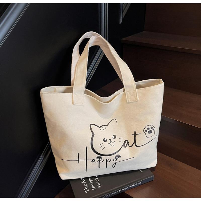 Cute cat print large capacity simple fashion bag fashion personality portable shoulder new tote bag