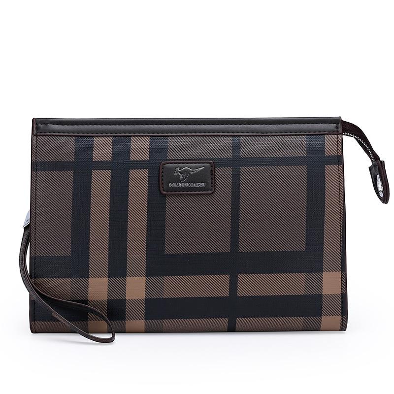 

TS JYL laptop bag,Men Clutch High Grade Business Casual Large Handbag Grid Pattern Bag OneSize коричневый