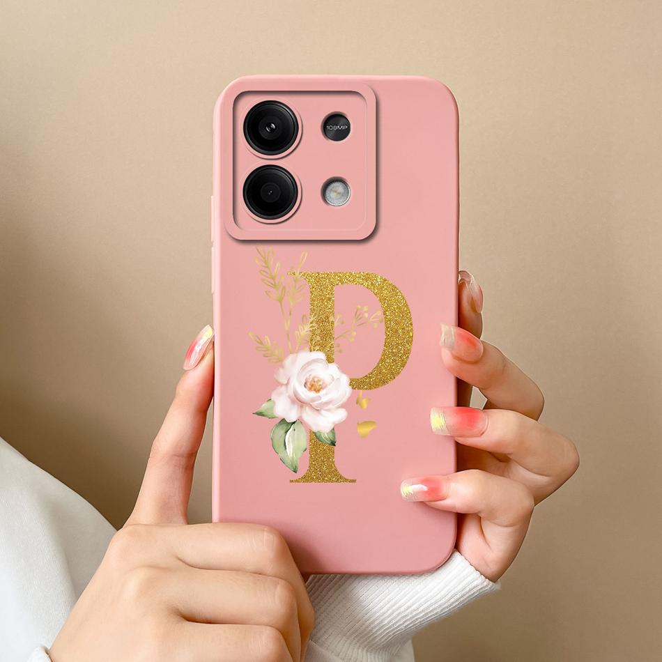 Phone Case For Redmi Note 13 Pro 4G 5G Elegant Letter Soft Liquid Silicone Full Coverage Protector For Redmi Note13 13Pro Fundas