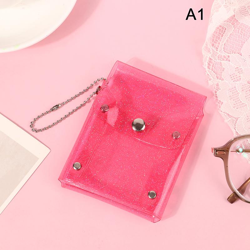 Glitter Transparent Coin Purse Pvc Photo Card Wallet For Girls Clear Mini Hasp Change Pouch Keychain