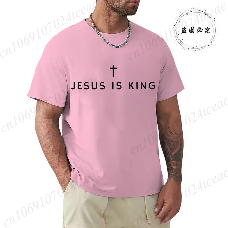Herren T-Shirts Oberteile Jesus Ist König Shirt Christlich Lustige Herren T-Shirts Minimalistische Christliche Grafik Y2k Oberteile Hipster Trendige Kleidung