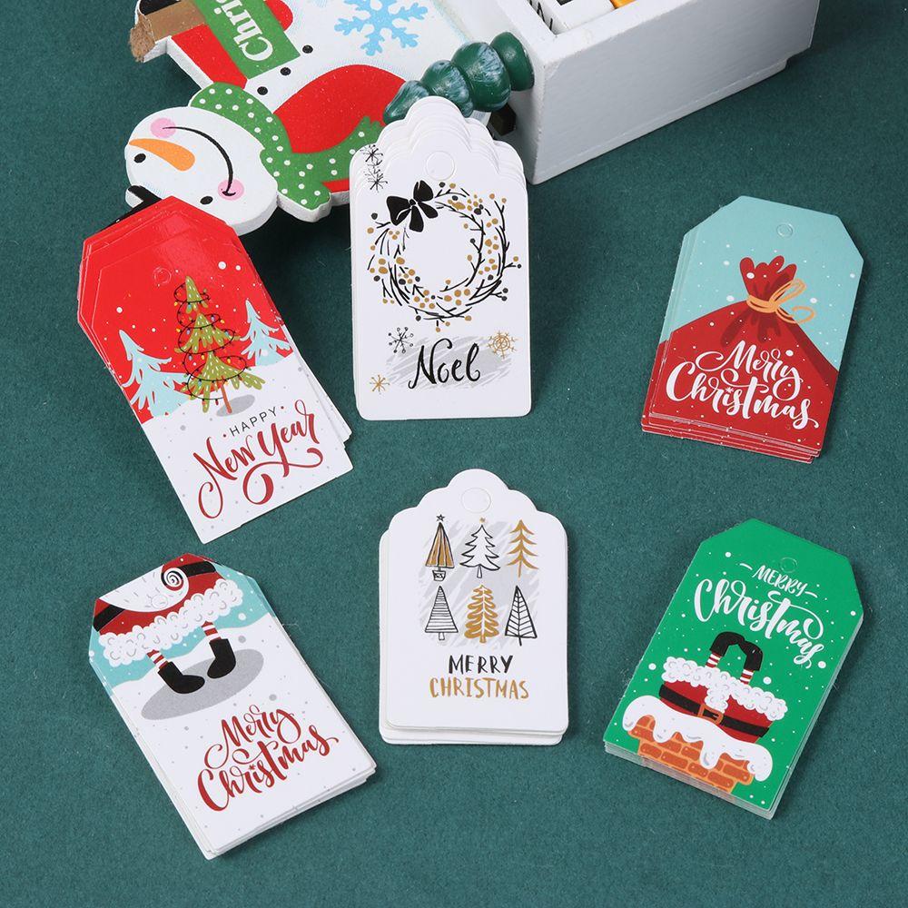 100pcs DIY Xmas Decoration Kraft Paper Christmas Labels Hang Tags Kraft Tag Gift Wrapping