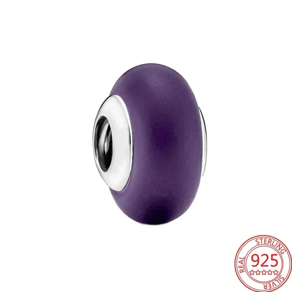 Neuer Kupfer-Lila Murano-Perlen Stiefmütterchen Blume Anhänger Charm Passend für Originalmarken Armband und Halskette Damenschmuck Geschenk