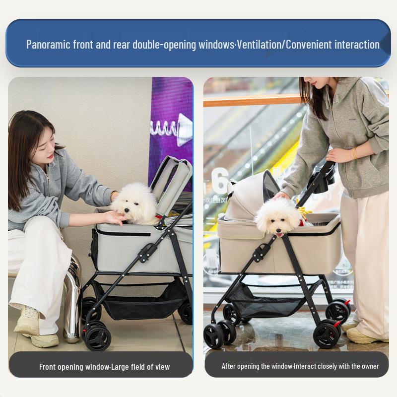 Lightweight Foldable Pet Stroller for Small & Medium Dogs and Cats - Detachable for Outdoor Walks