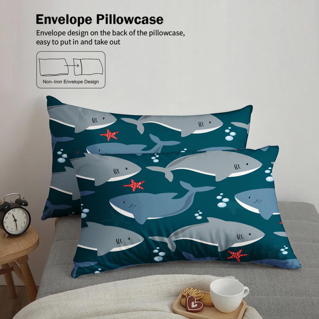 3pcs Whale Pattern Bedding Sets Minimalist Style Playful 3D Printed Ocean Theme Duvet Cover Sets With Pillowcases No Filling