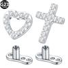 14G Titan Körperpiercings mit Zirkon Herz Kreuz Spitze Zierlicher Kristall Mikrodermals Dermal Anchor Kristall Körperschmuck