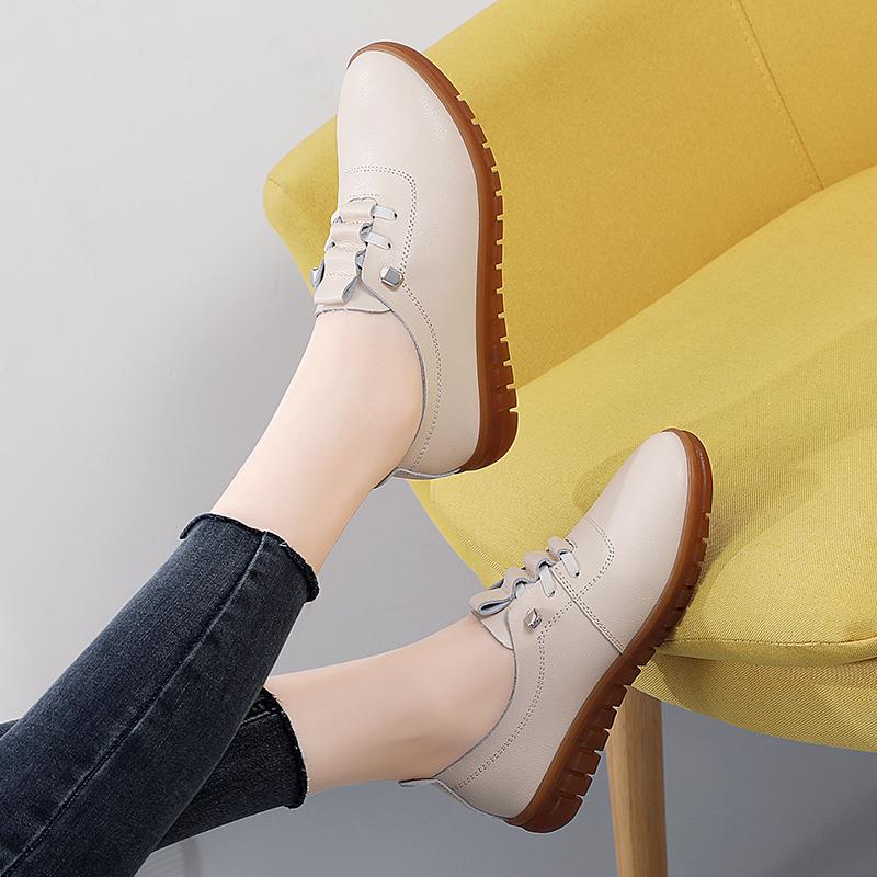 Leather flat small leather shoes women's new non-slip soft soles comfortable soft leather mother leisure work single shoes