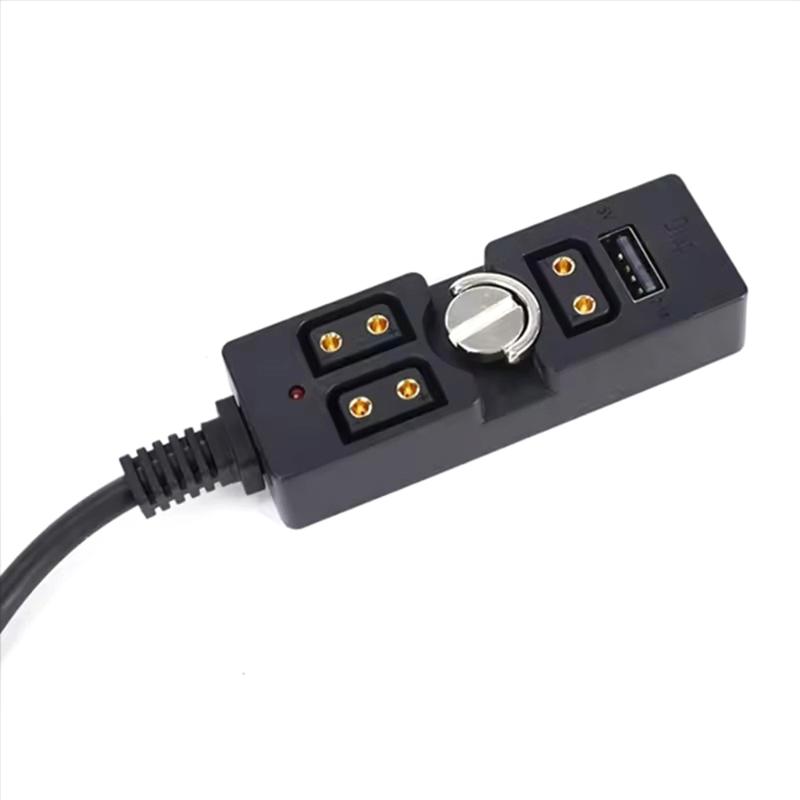 Multiple Device Battery Converter Cord Featuring USB Output and Monitoring Light