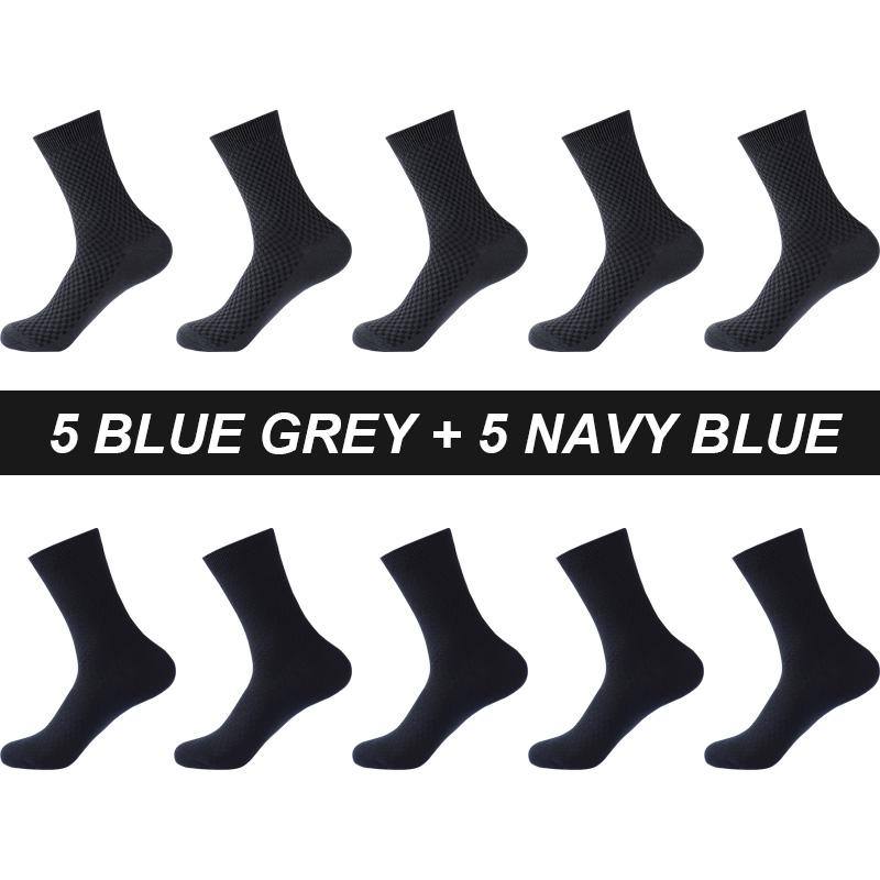 High Quality 10 Pairs Men Bamboo Fiber Socks Breathable Compression Long Sock Business Casual Male Large Size 38-45