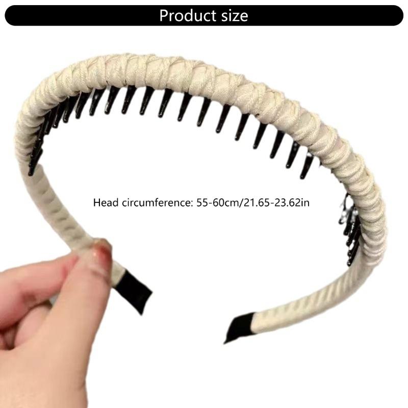 NonSlip Resin Cotton Hair Band For Women Workouts Spa Face Washing Secure Grip With Teeth Elastic Thin Headbands Multiple Color