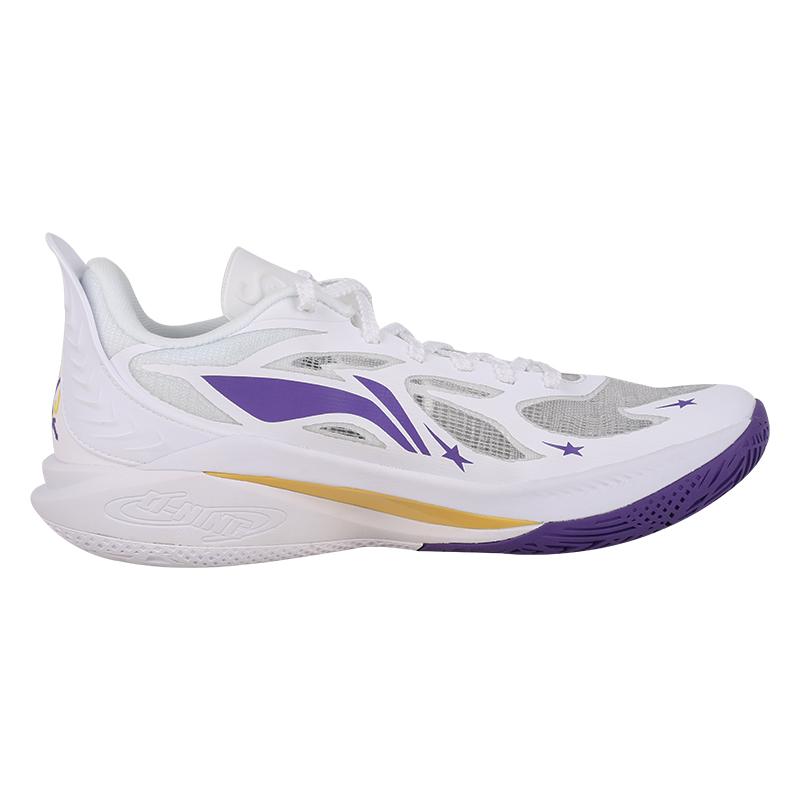 Li Ning Sonic 12 PE Version Shock Absorption Durable Low Top Basketball Shoes Men sneaker White Purple ABAU019-13