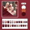 24Pcs Frosted Smoky Black Ripple Fake Nails Full Coverage Removable Press On Nails Finished Nail Stickers