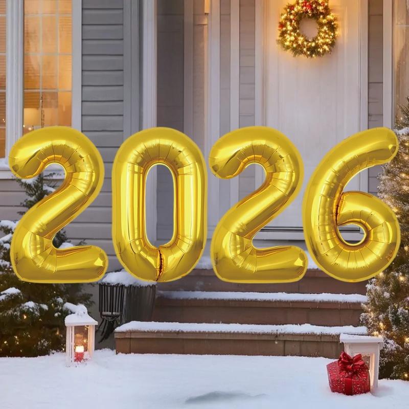 2026 Number Foil Balloons, Party Favors for New Year Eve and Christmas, Home Decor Photo Booth Props Navidad