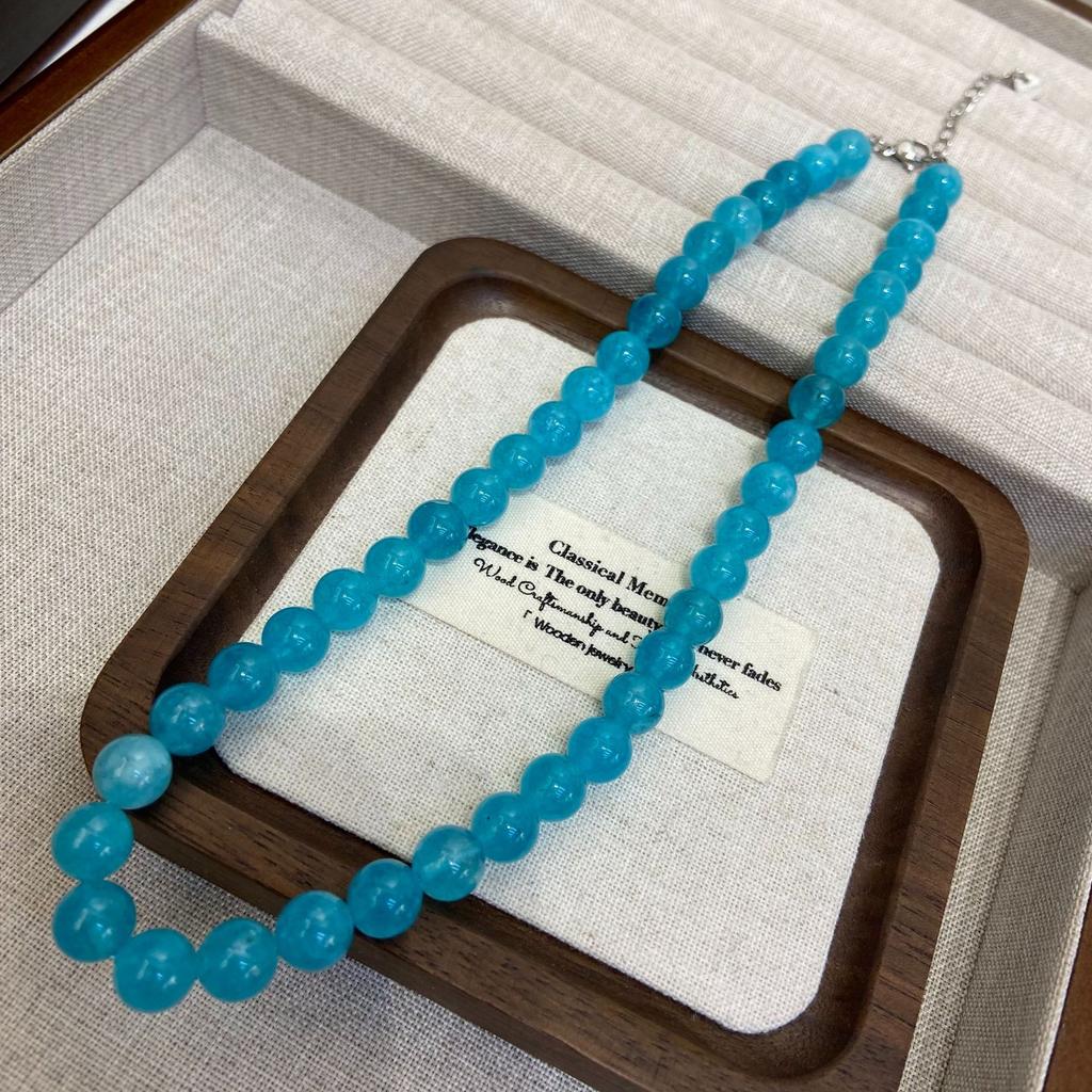 Natural Crystal Beaded Necklace 8Mm Women'S Fashion Versatile Stacked Belt Niche Design Neck Chain Collarbone Chain Jewelry