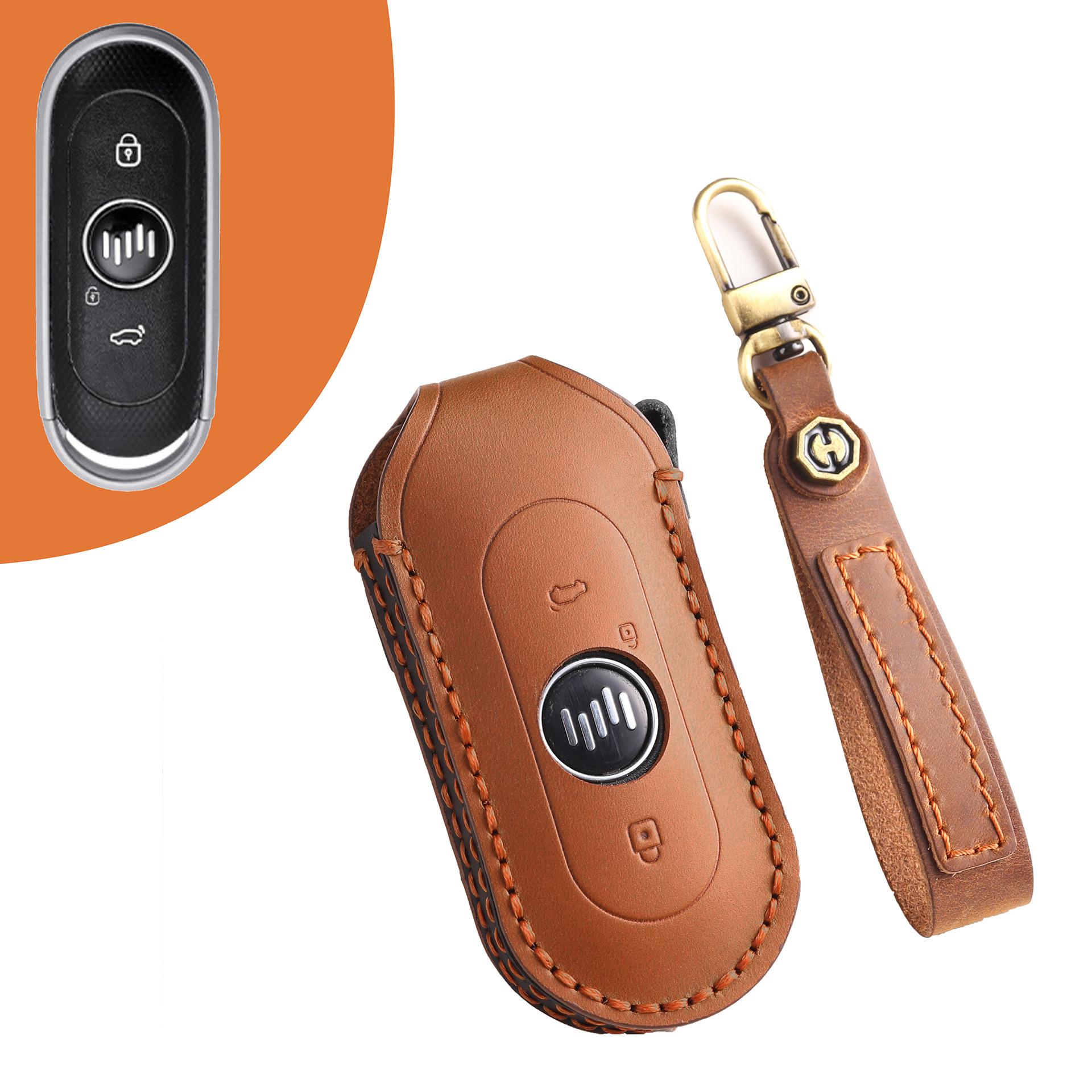 

Suitable for 2022 Weimar ex5 key cover, 19 Weimar ex6 car key case, high-end leather коричневий